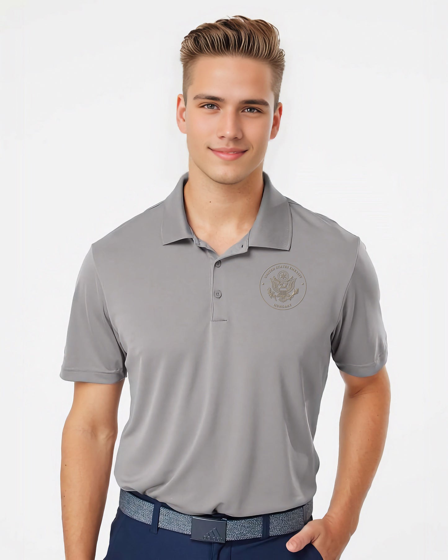 Adidas® Embroidered Polo, Gold Seal: Hungary
