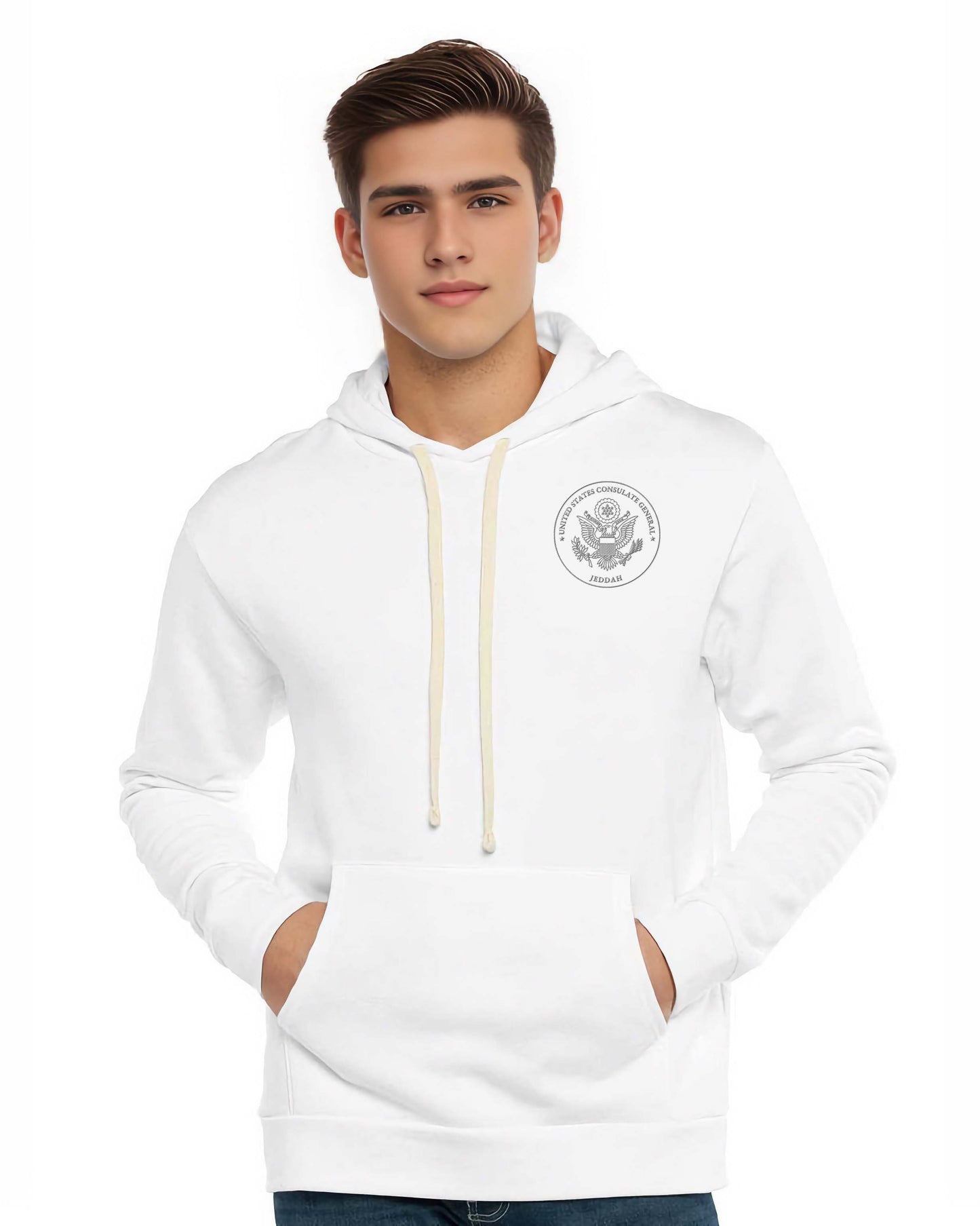 Embroidered Hoodie, Gray Seal: Jeddah