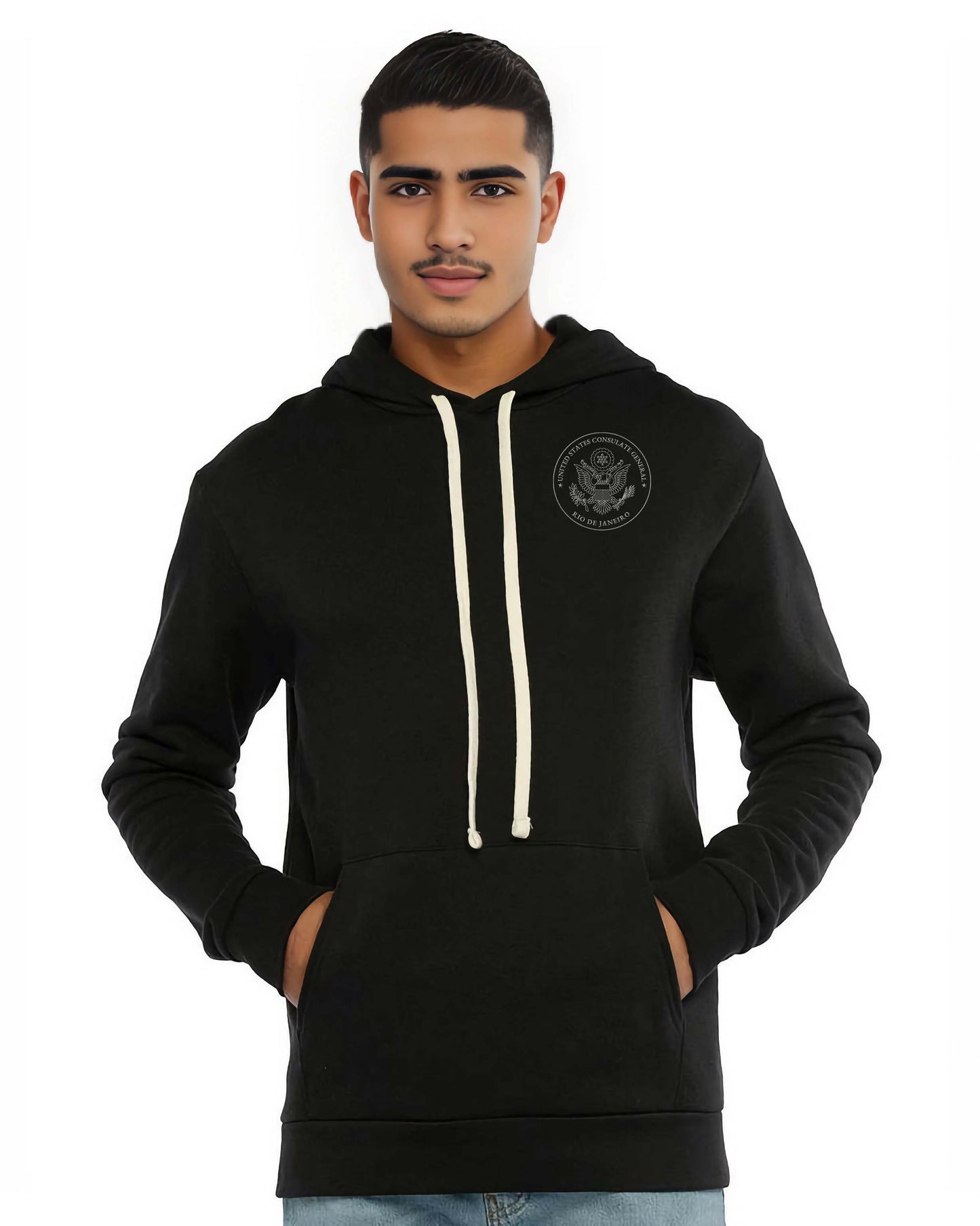 Embroidered Hoodie, Gray Seal: Rio de Janeiro