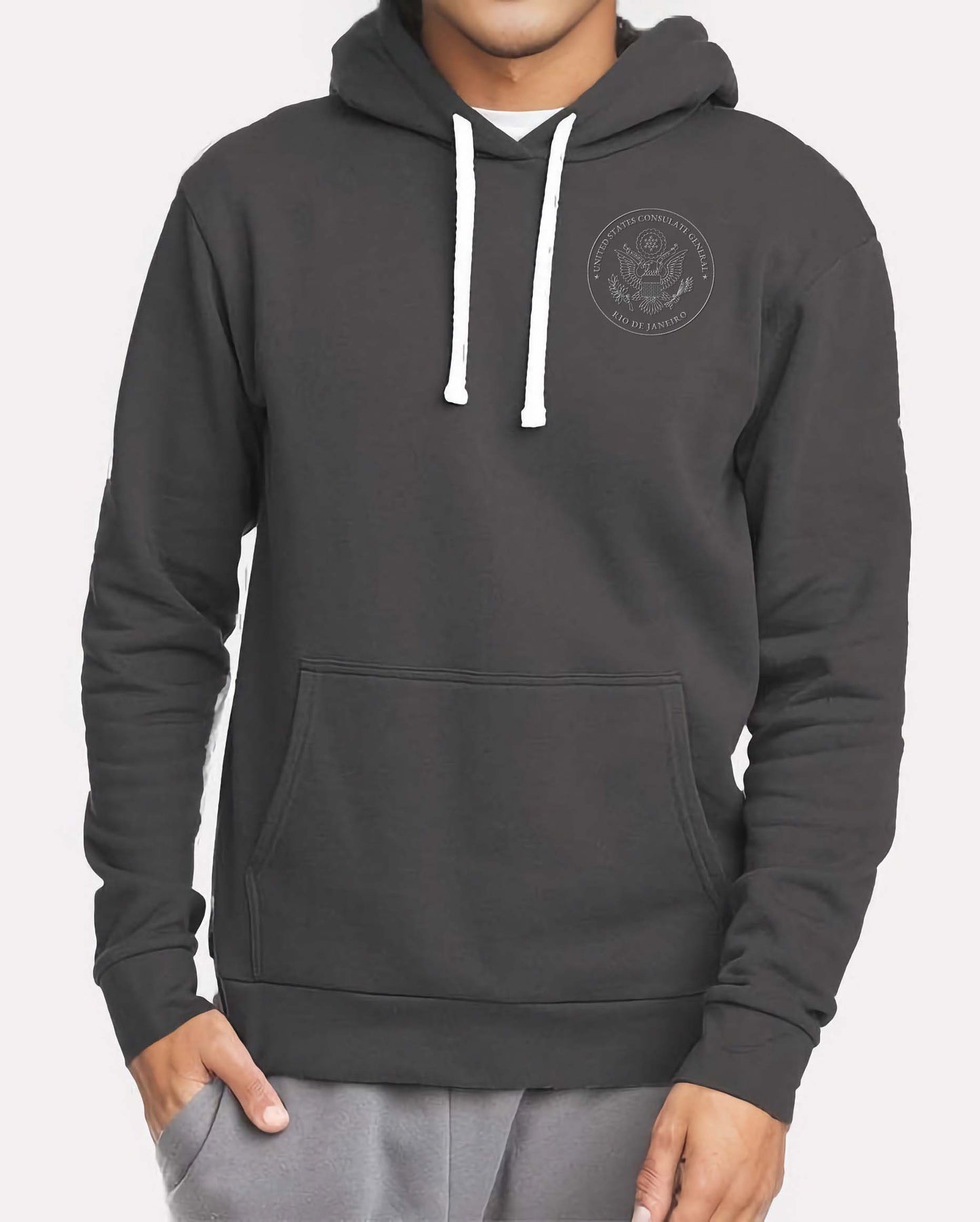 Embroidered Hoodie, Gray Seal: Rio de Janeiro