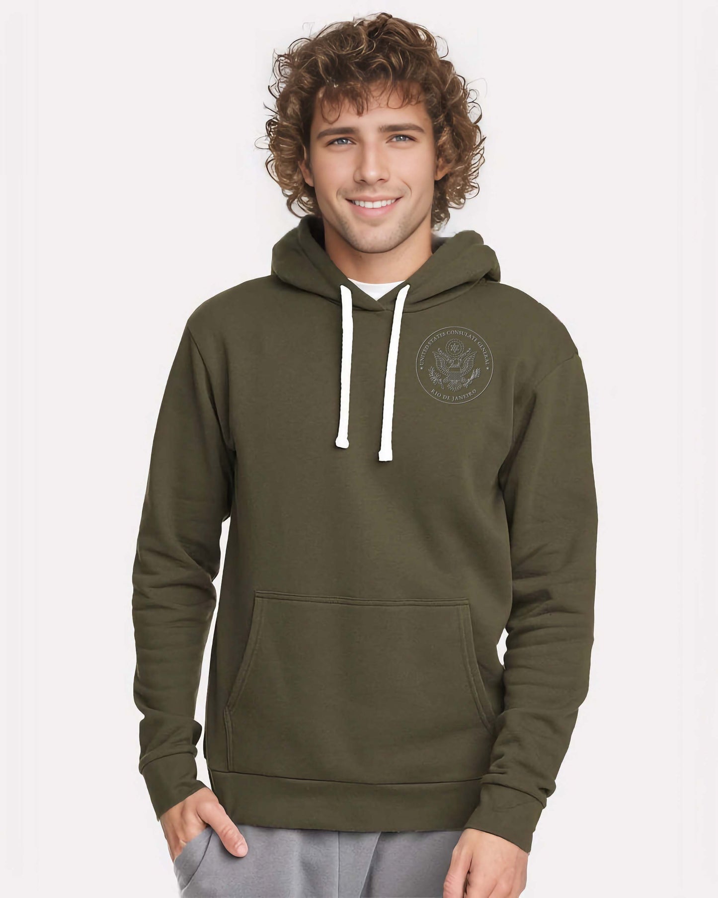 Embroidered Hoodie, Gray Seal: Rio de Janeiro