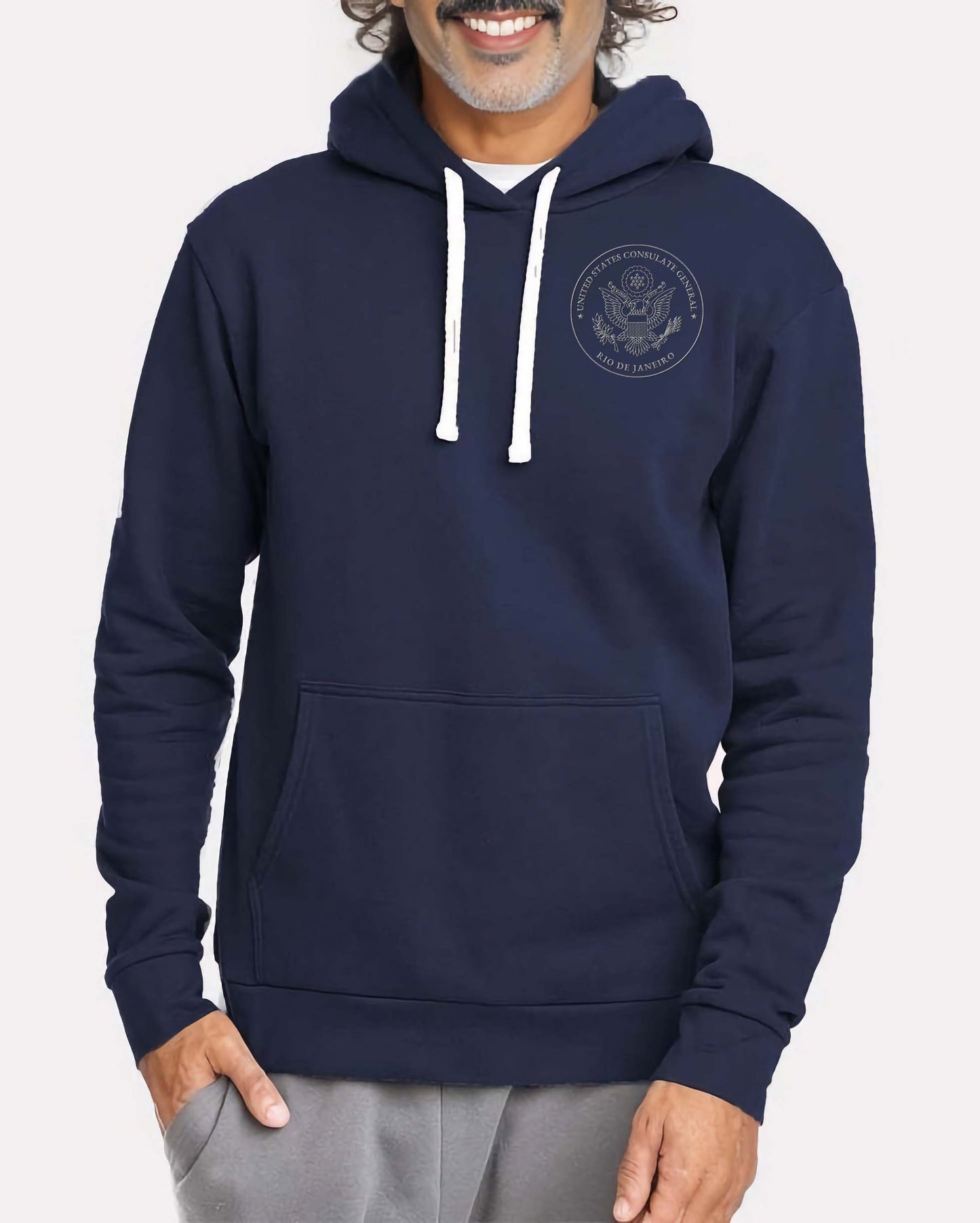 Embroidered Hoodie, Gray Seal: Rio de Janeiro