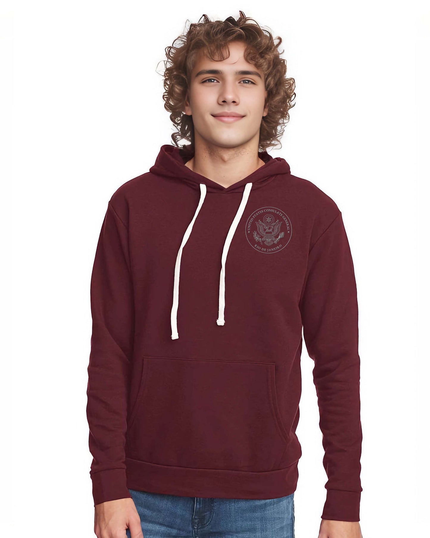 Embroidered Hoodie, Gray Seal: Rio de Janeiro