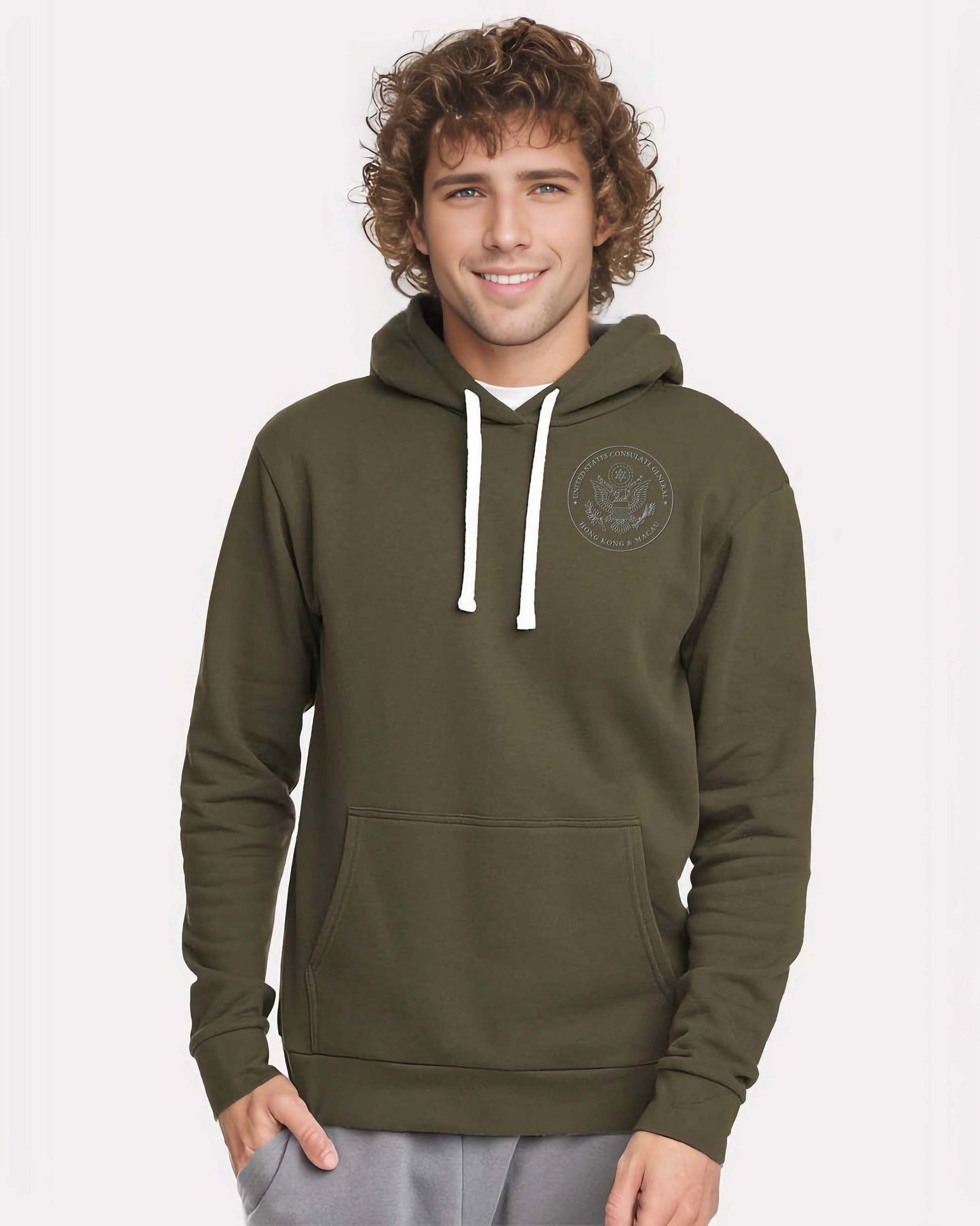 Embroidered Hoodie, Gray Seal: Hong Kong & Macau