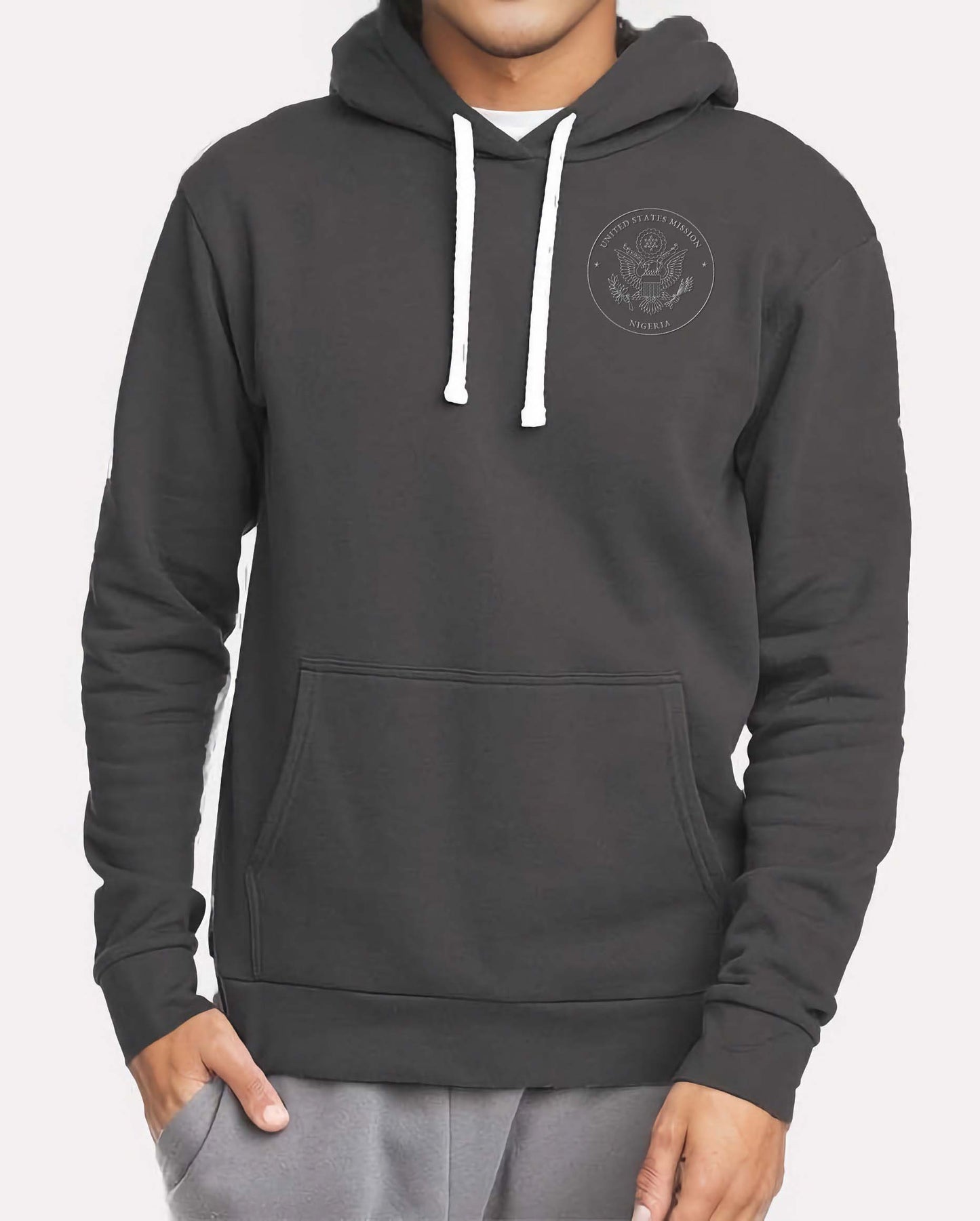 Embroidered Hoodie, Gray Seal: Nigeria