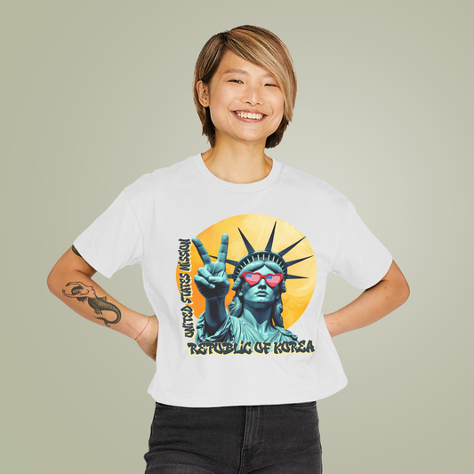 Vintage Boxy T-shirt | Women's Organic Tee, Liberty Loves Peace: Republic of Korea