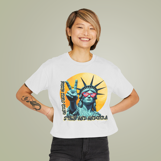 Vintage Boxy T-shirt | Women's Organic Tee, Liberty Loves Peace: Spain and Andorra