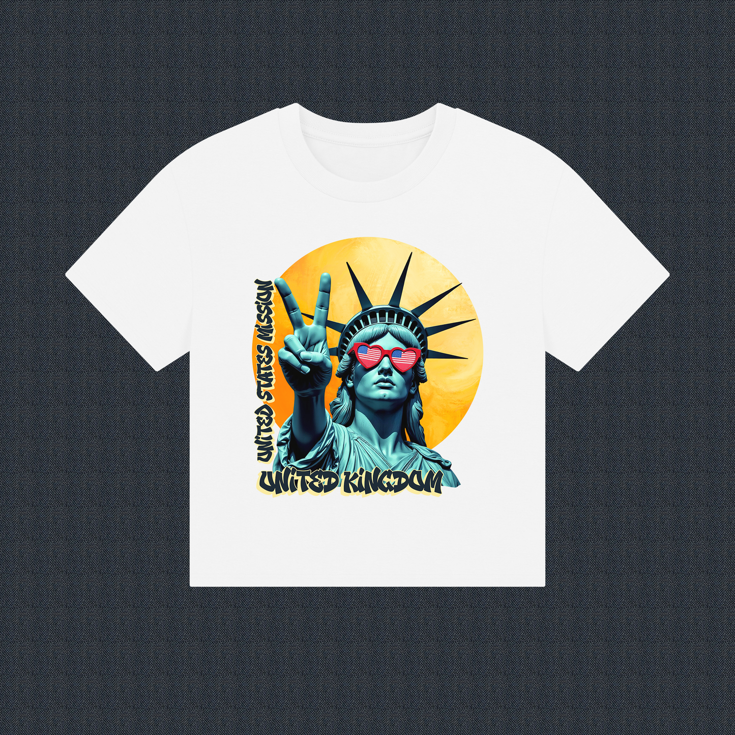 Vintage Boxy T-shirt | Women's Organic Tee, Liberty Loves Peace: United Kingdom