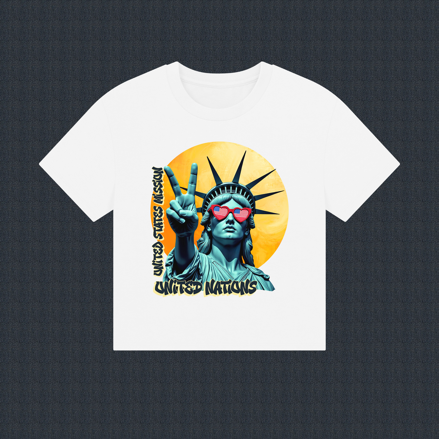 Vintage Boxy T-shirt | Women's Organic Tee, Liberty Loves Peace: United Nations