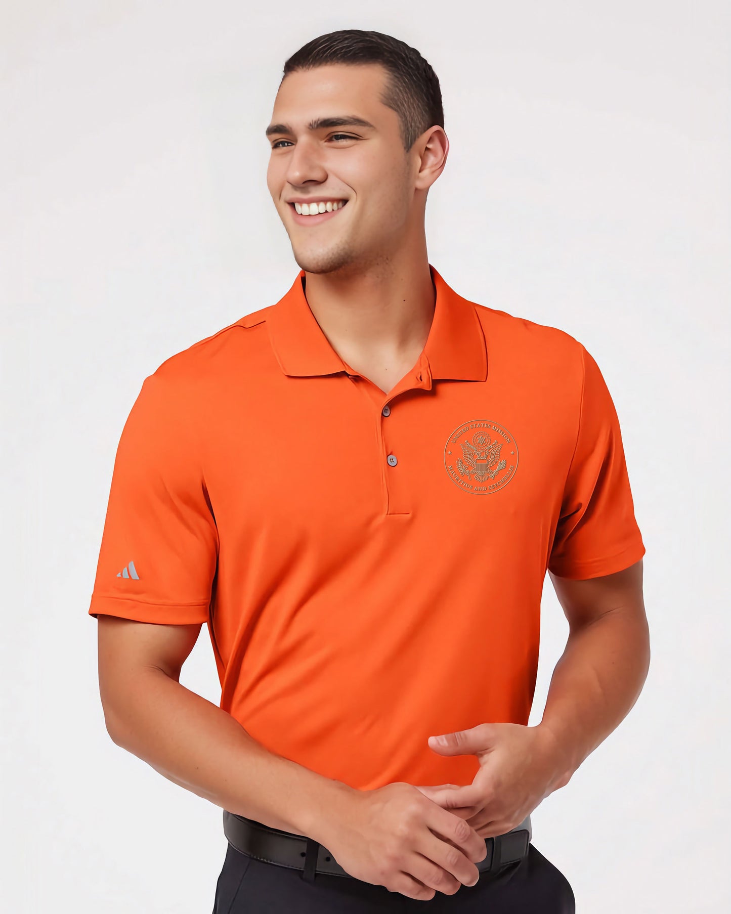 Adidas® Embroidered Polo, Gold Seal: Mauritius and Seychelles