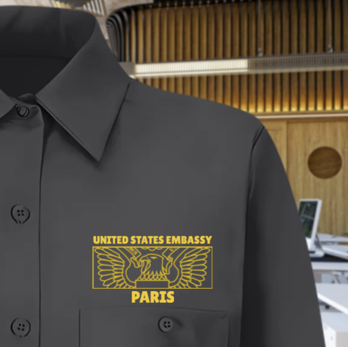 Women's Long Sleeve Uniform Shirt, Rectangle Seal: Global