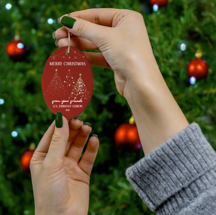 Oval, Modern Christmas Ornament: Global