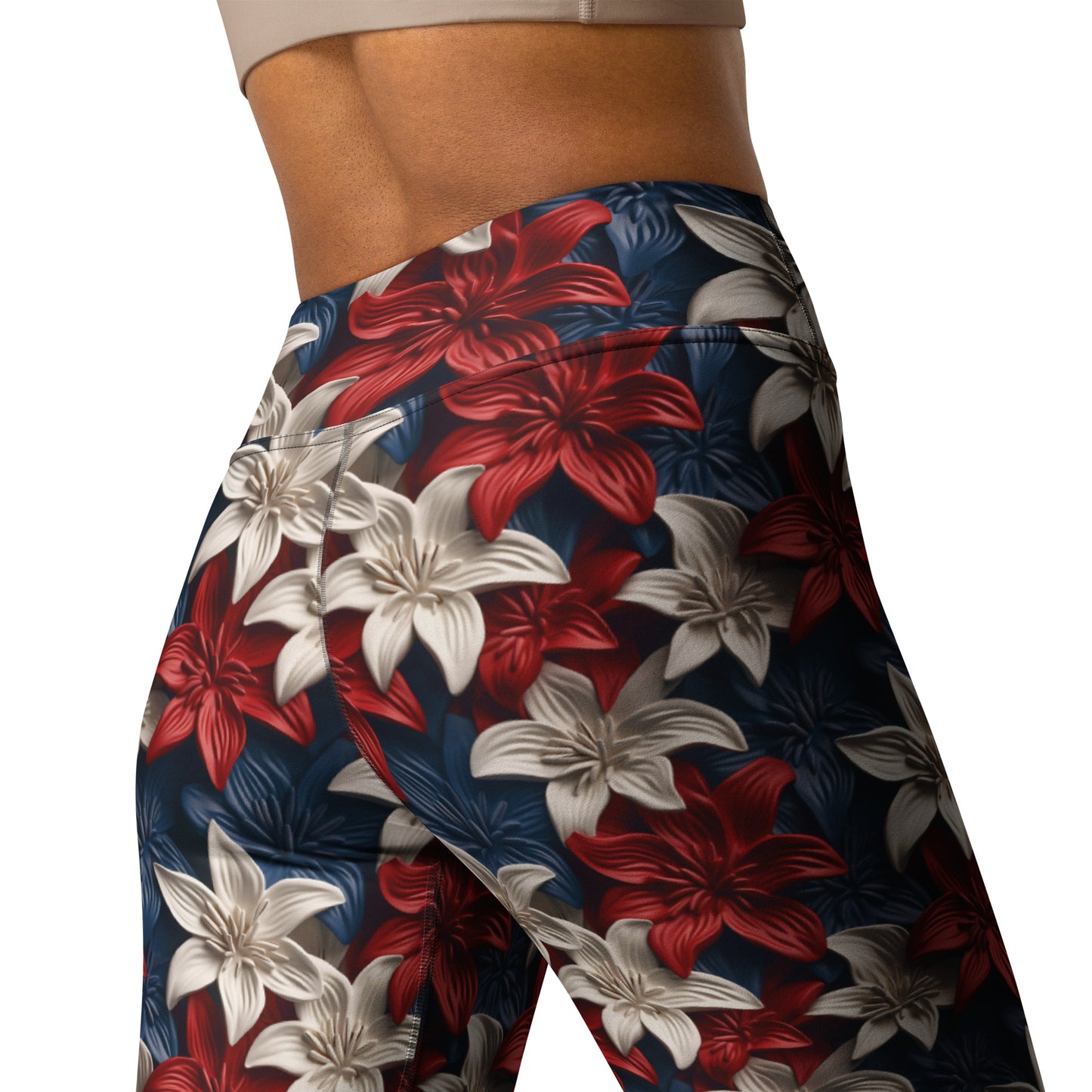 Spectacular 3D Patriotic Lily Leggings: Nuku'Alofa