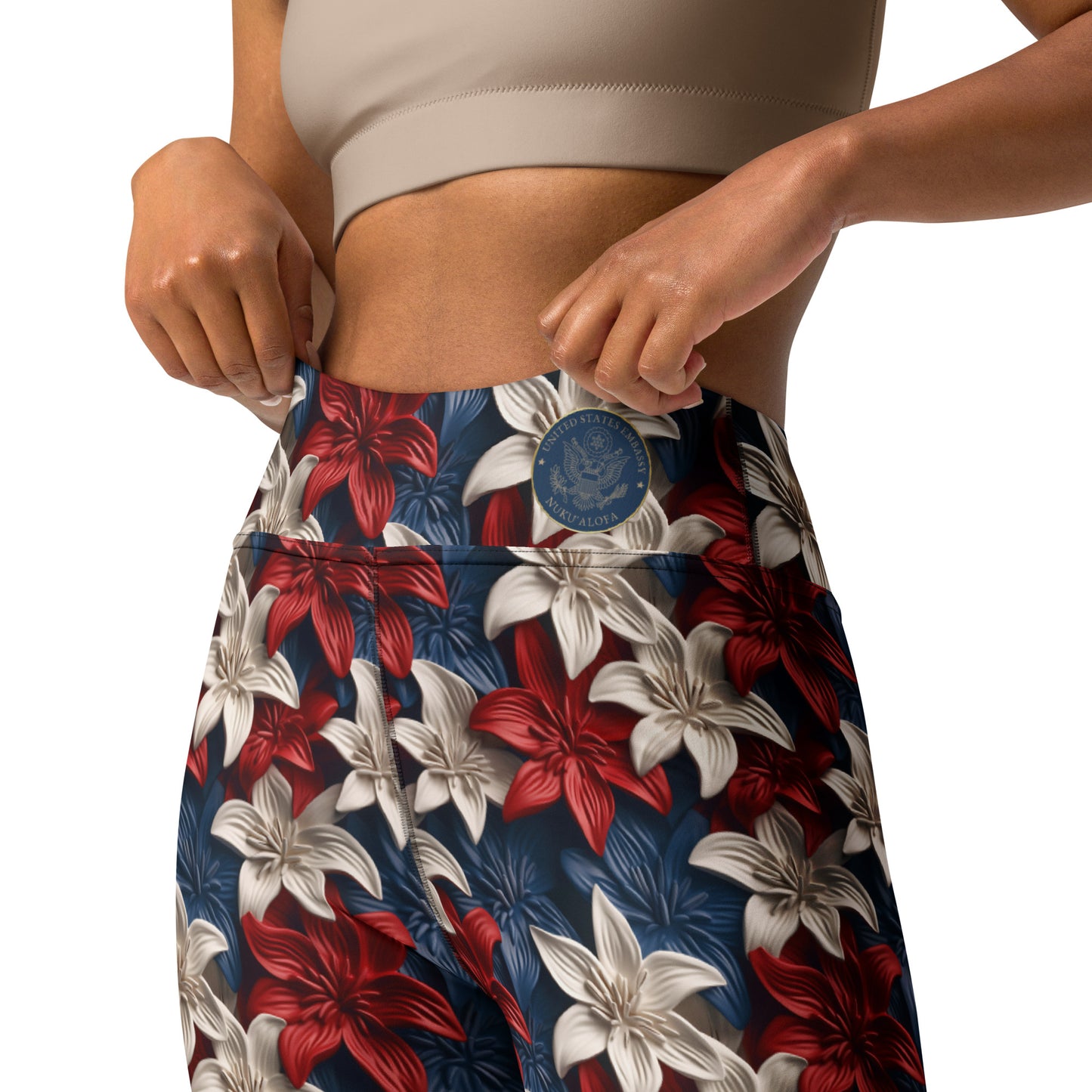 Spectacular 3D Patriotic Lily Leggings: Nuku'Alofa