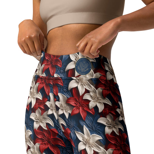 Spectacular 3D Patriotic Lily Leggings: Asmara