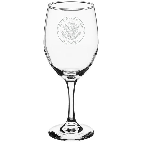 Engraved Acopa Wine Glasses (Two): Ashgabat