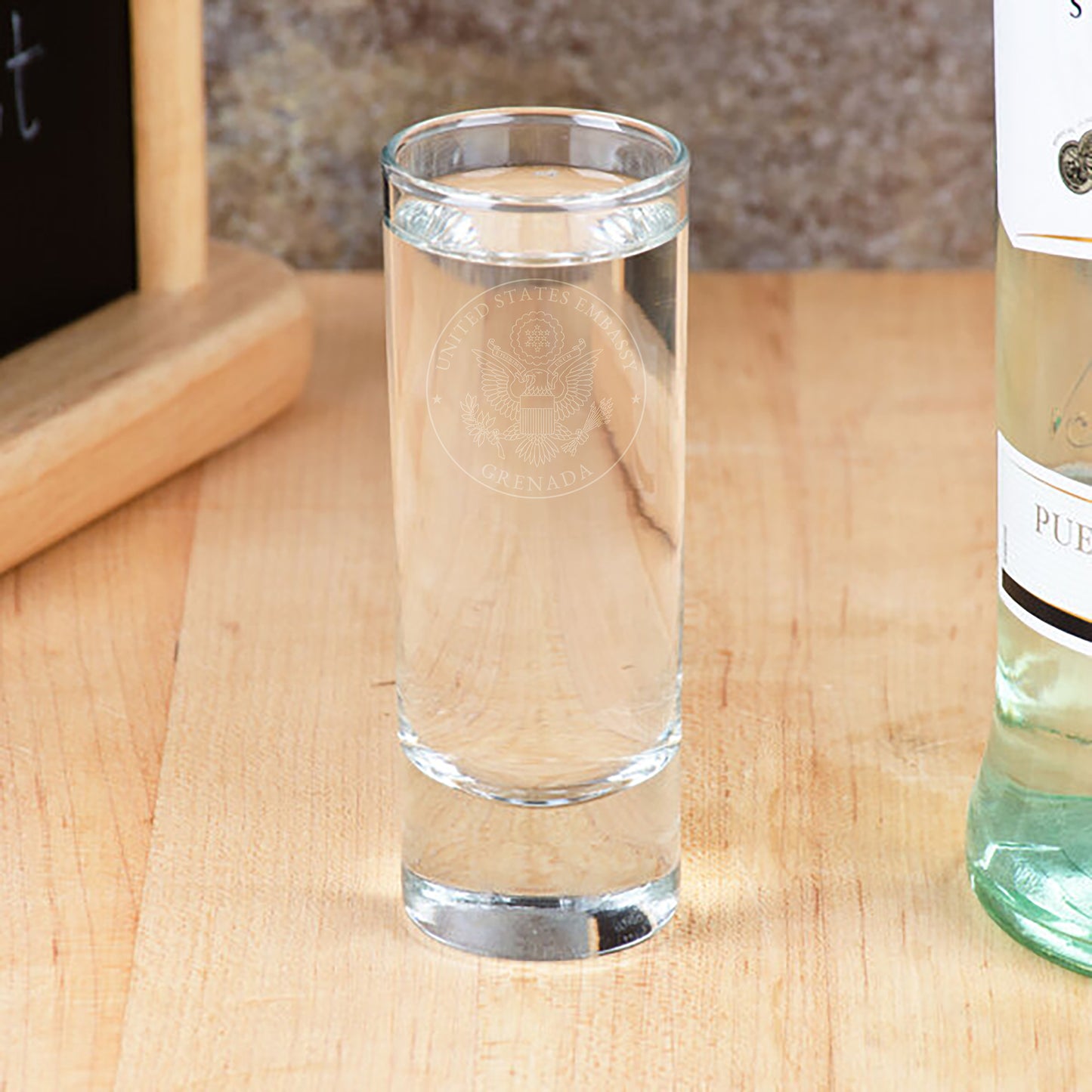 Engraved Libbey Round Shot Glasses (Two): Grenada