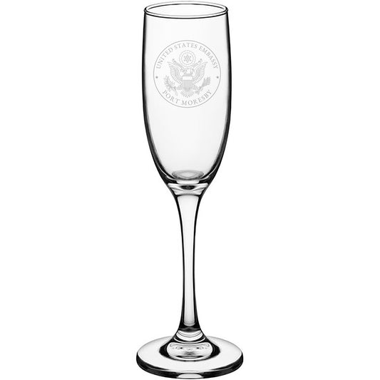 Engraved Champagne Glasses (Two): Port Moresby