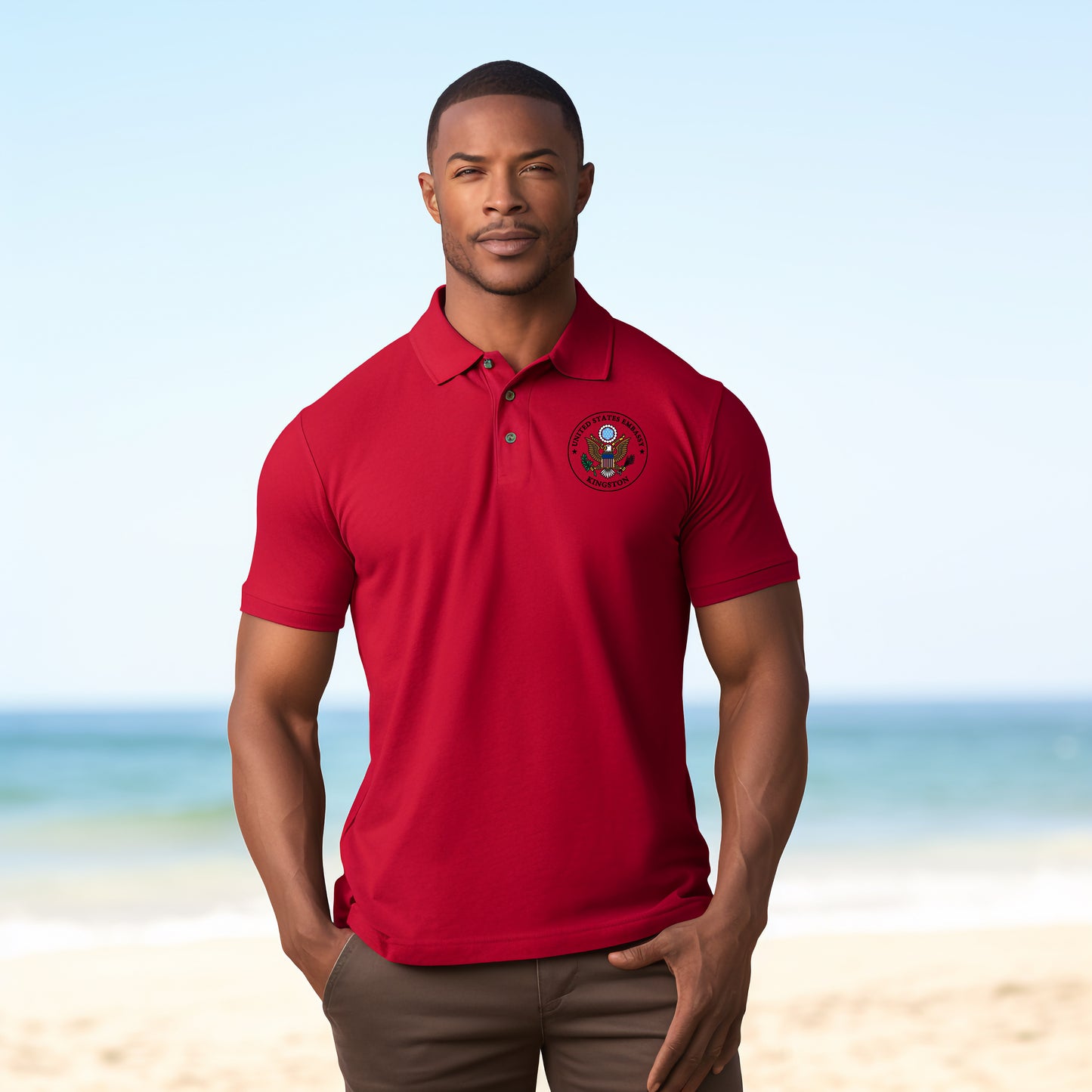 Embroidered Jersey Dryblend Polo, Color Seal: Kingston