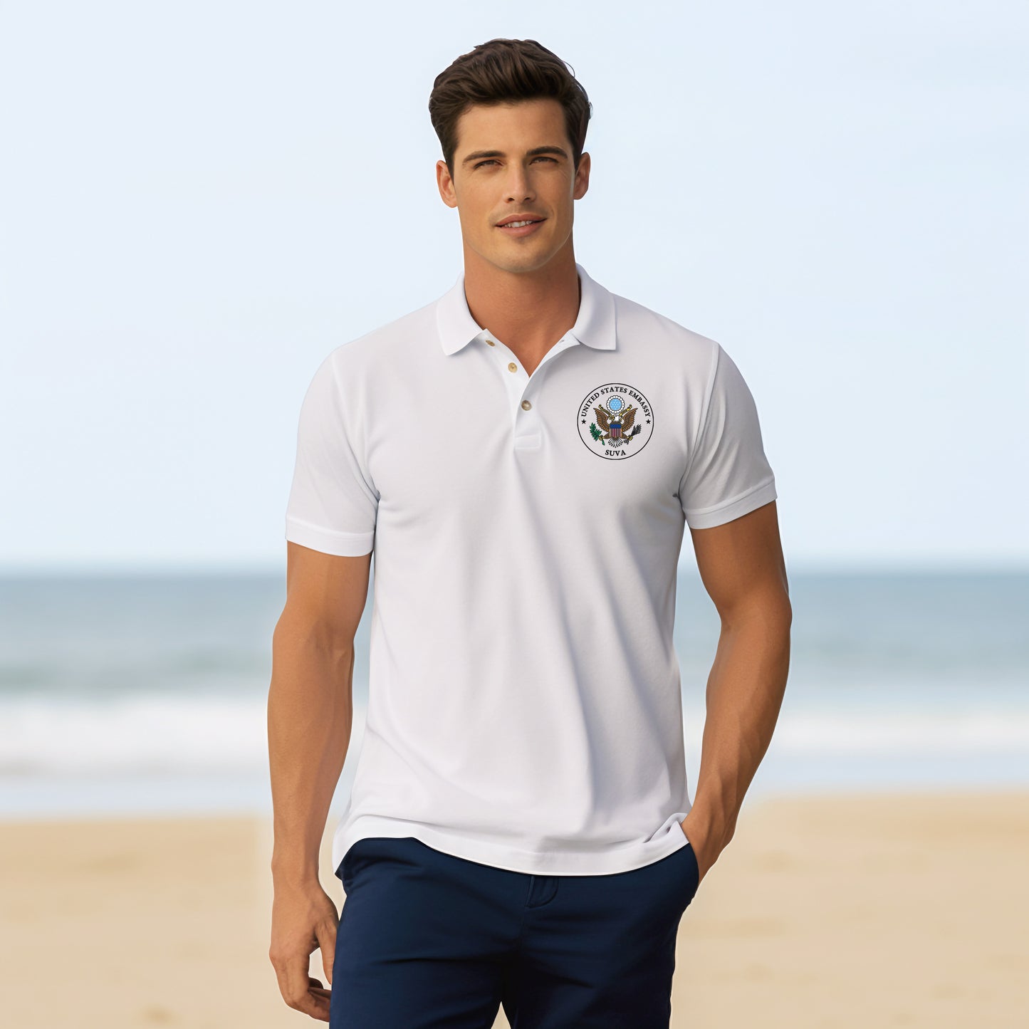 Embroidered Jersey Dryblend Polo, Color Seal: Suva