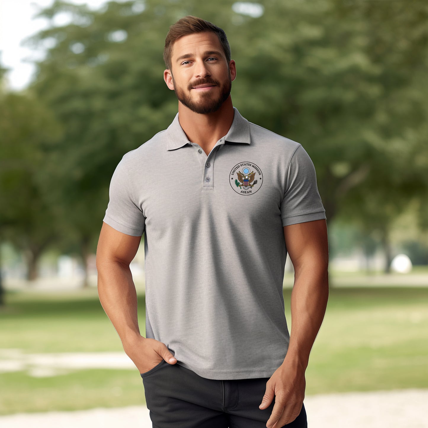 Embroidered Jersey Dryblend Polo, Color Seal: ASEAN