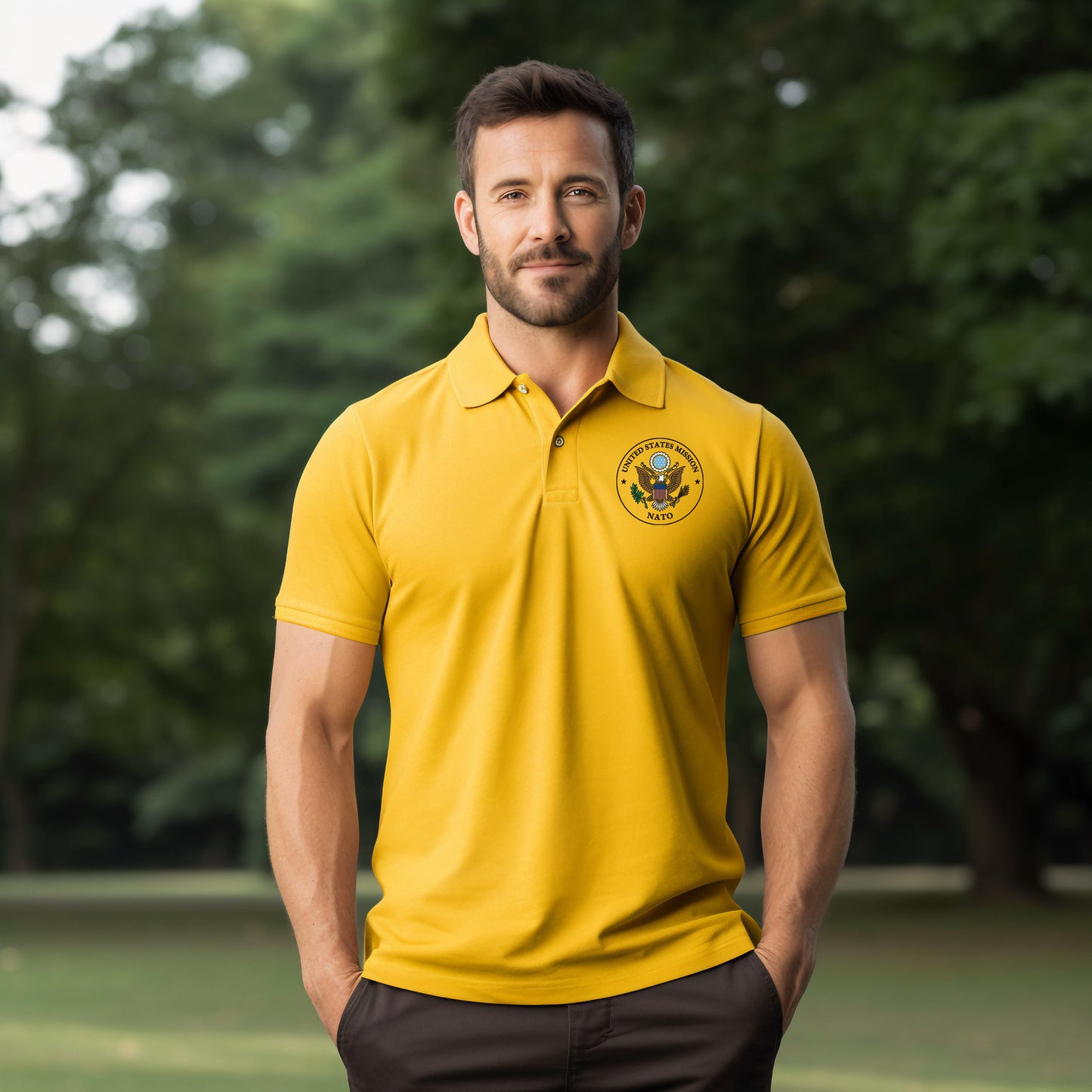 Embroidered Jersey Dryblend Polo, Color Seal: NATO