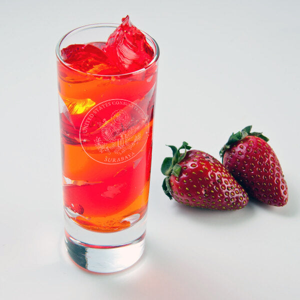 Engraved Libbey Round Shot Glasses (Two): Surabaya