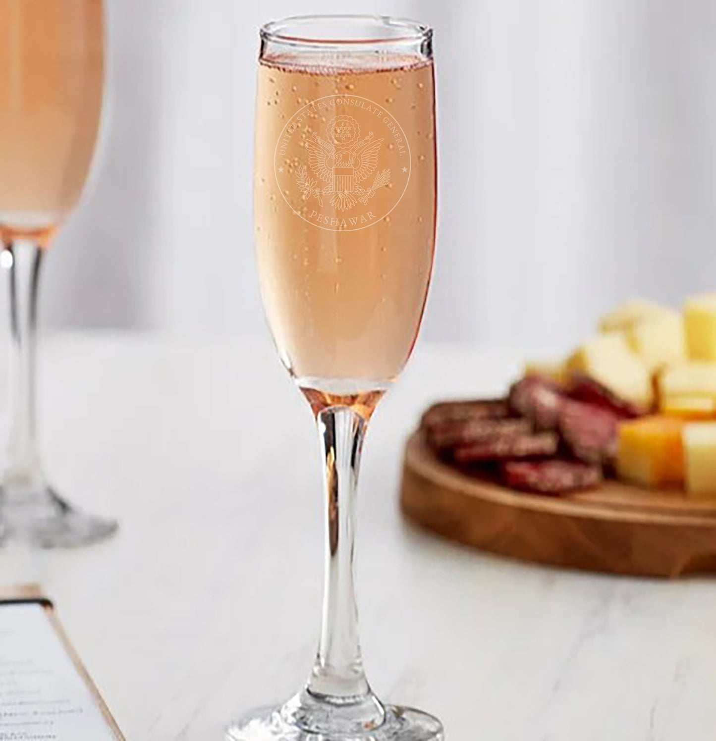 Engraved Champagne Glasses (Two): Pehsawar