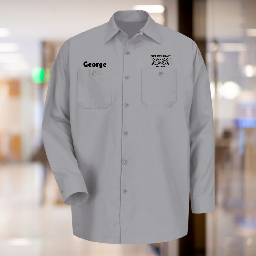 Men's Long Sleeve Uniform Shirt, Rectangle Seal: Global