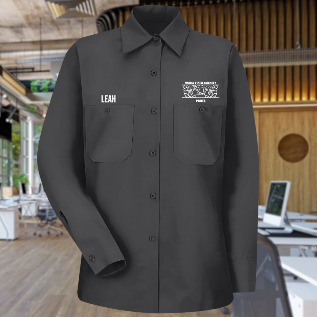 Women's Long Sleeve Uniform Shirt, Rectangle Seal: Global