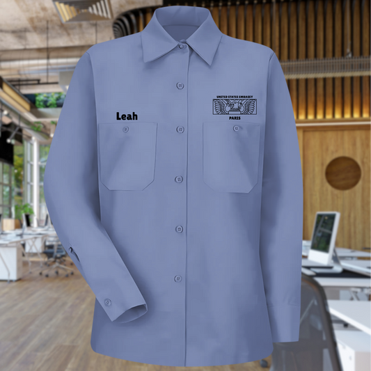 Women's Long Sleeve Uniform Shirt, Rectangle Seal: Global