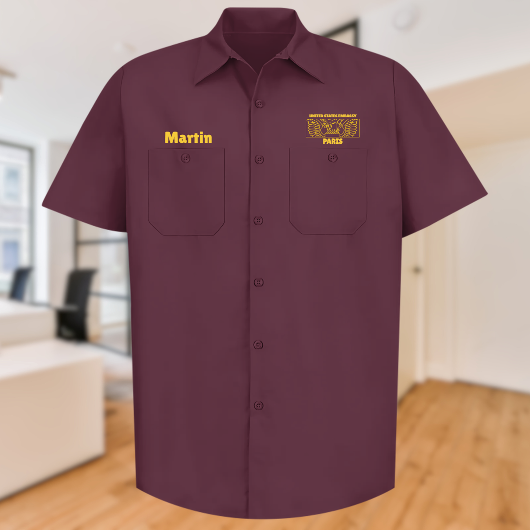 Men's Short Sleeve Uniform Shirt, Rectangle Seal: Global