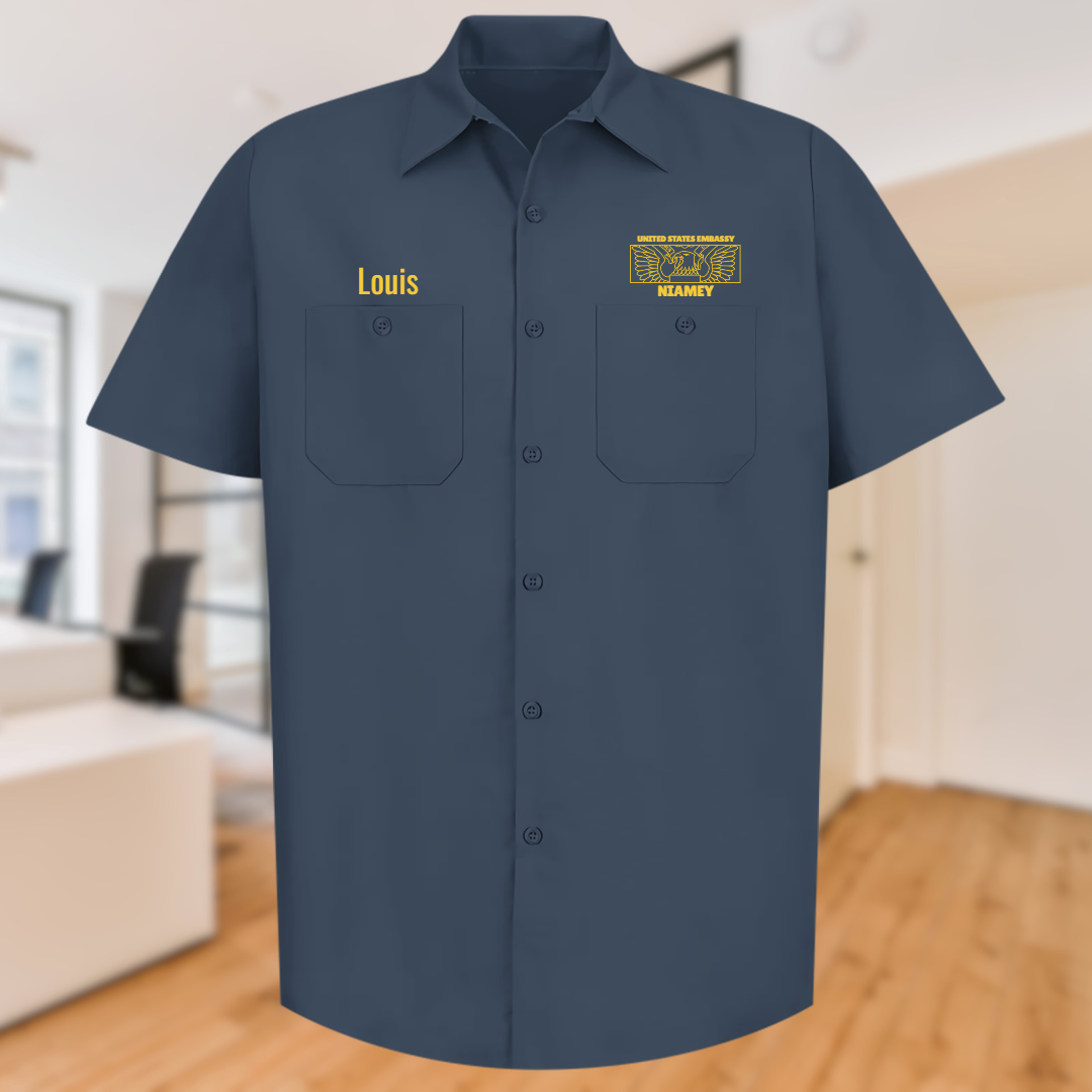 Men's Short Sleeve Uniform Shirt, Rectangle Seal: Global