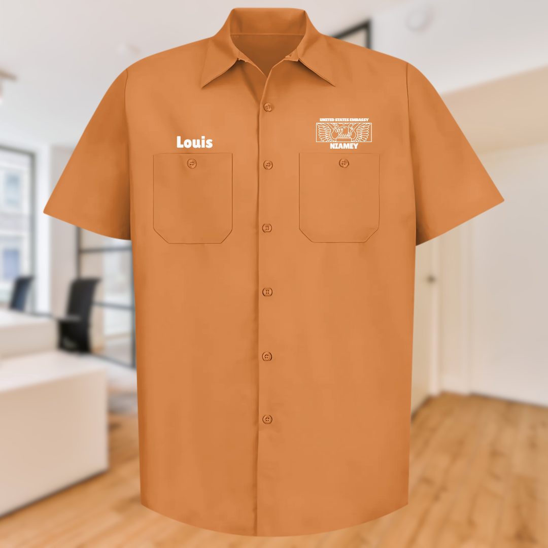 Men's Short Sleeve Uniform Shirt, Rectangle Seal: Global
