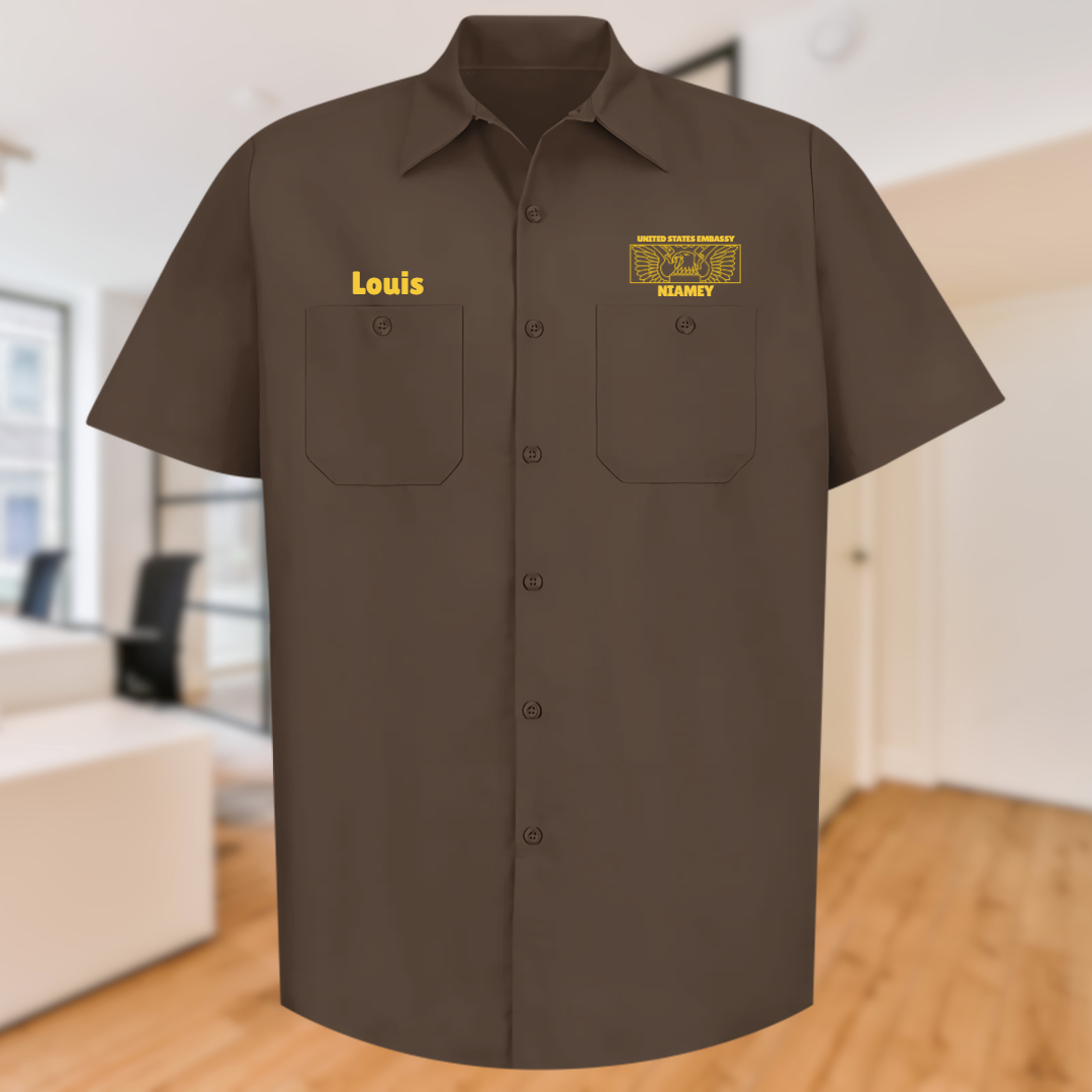 Men's Short Sleeve Uniform Shirt, Rectangle Seal: Global