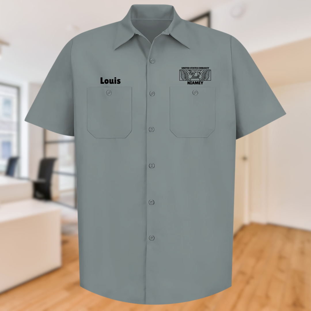 Men's Short Sleeve Uniform Shirt, Rectangle Seal: Global