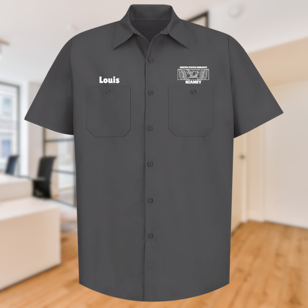 Men's Short Sleeve Uniform Shirt, Rectangle Seal: Global