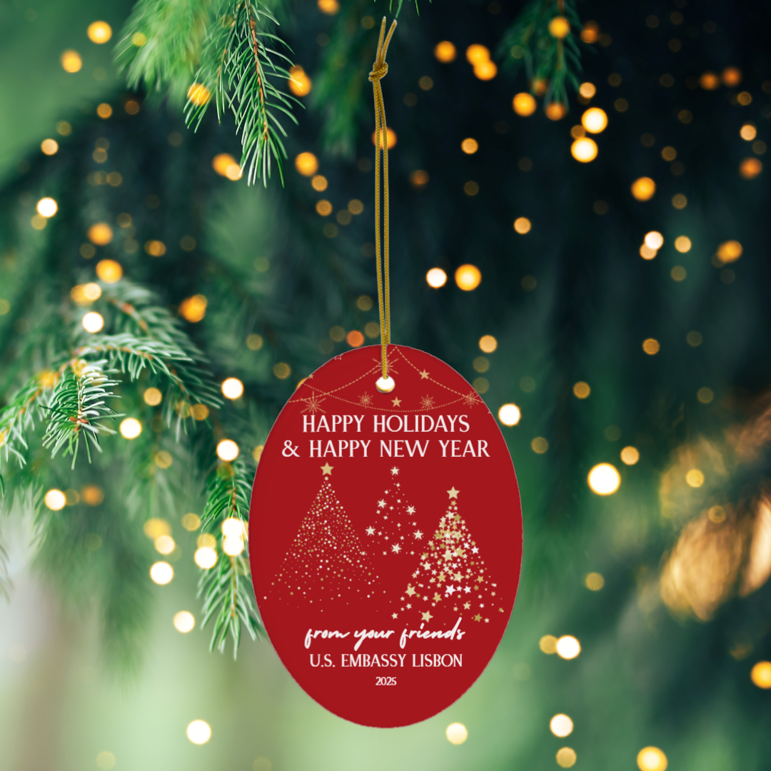 Oval, Modern Christmas Ornament: Global