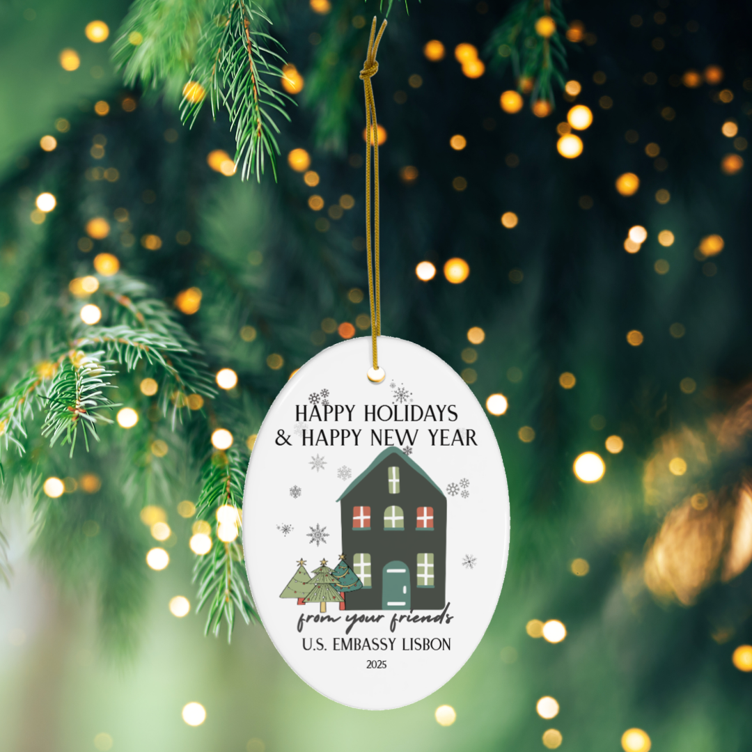 Oval, Modern Christmas Ornament: Global