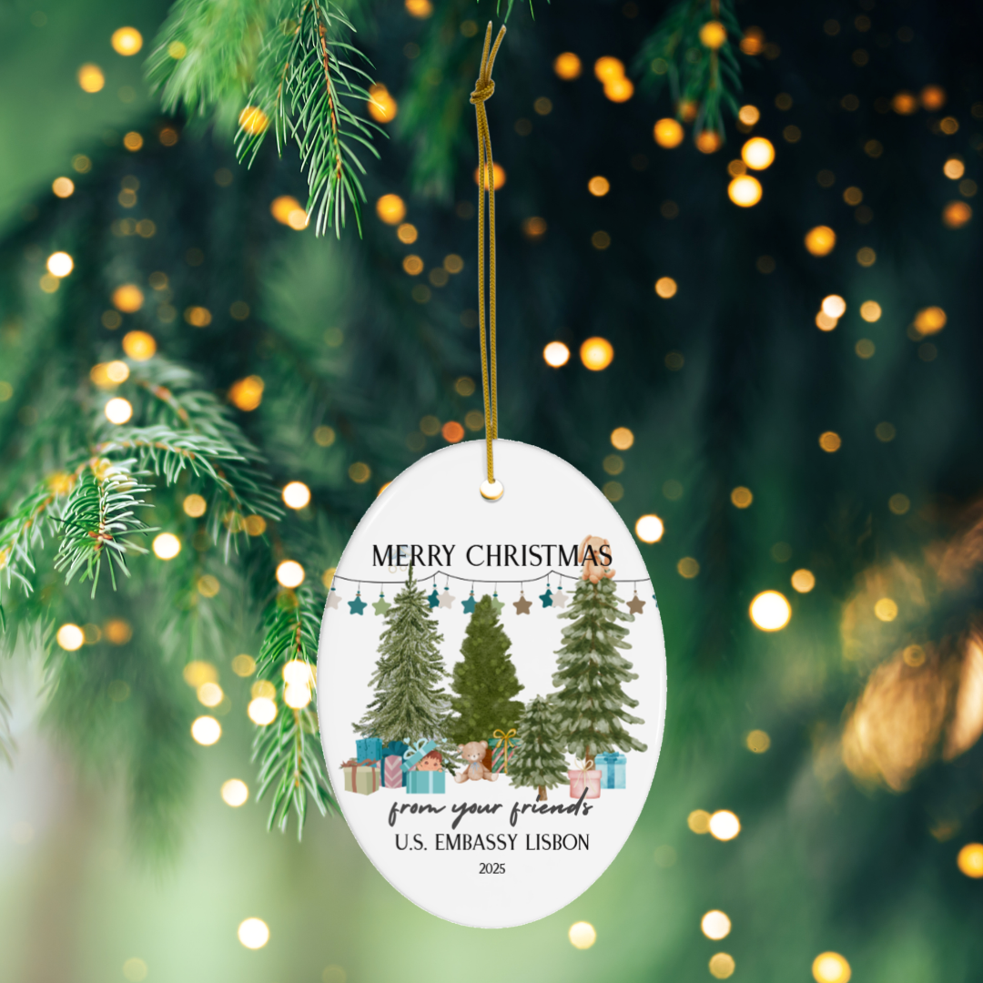 Oval, Modern Christmas Ornament: Global