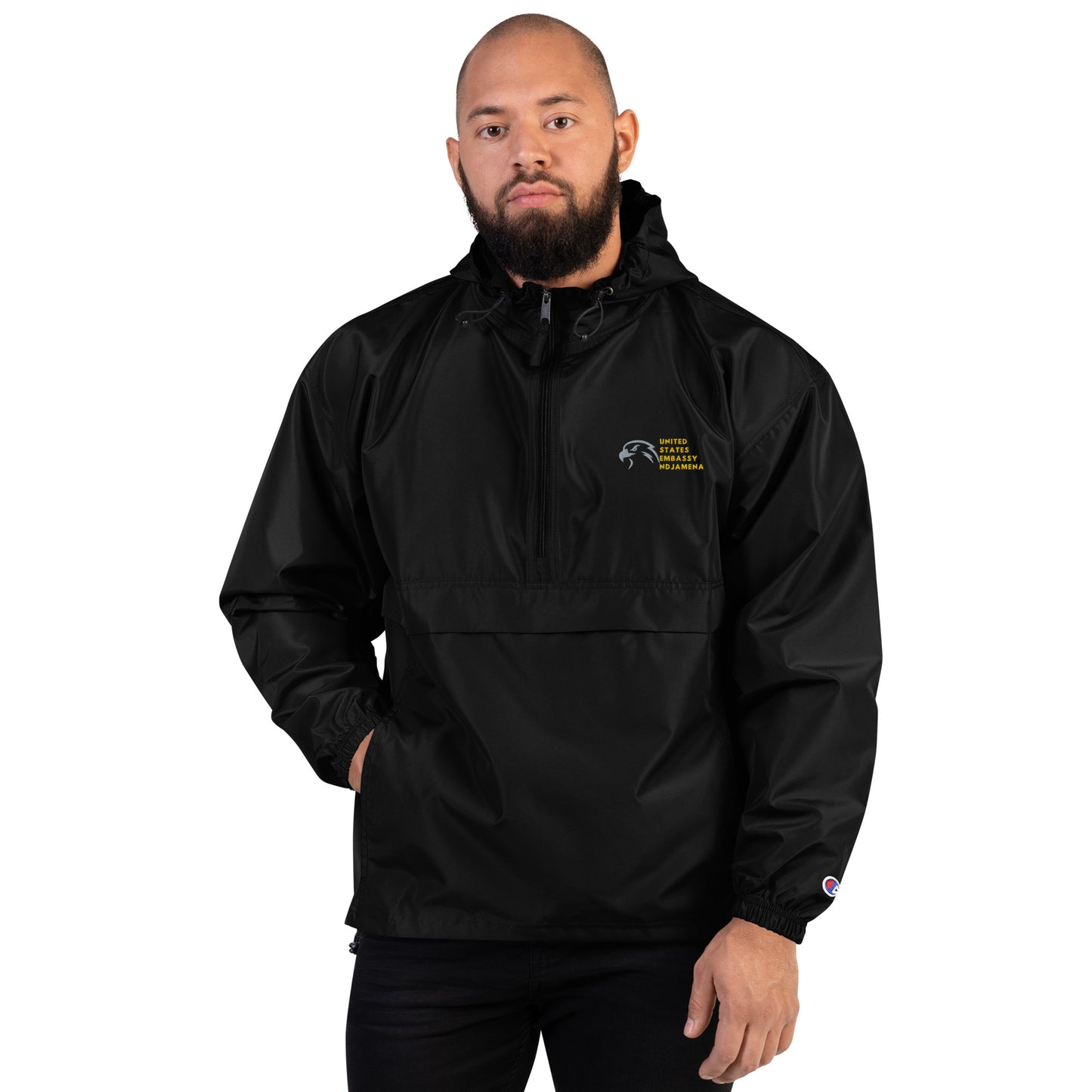 Champion Brand Embroidered Packable Jacket: Ndjamena
