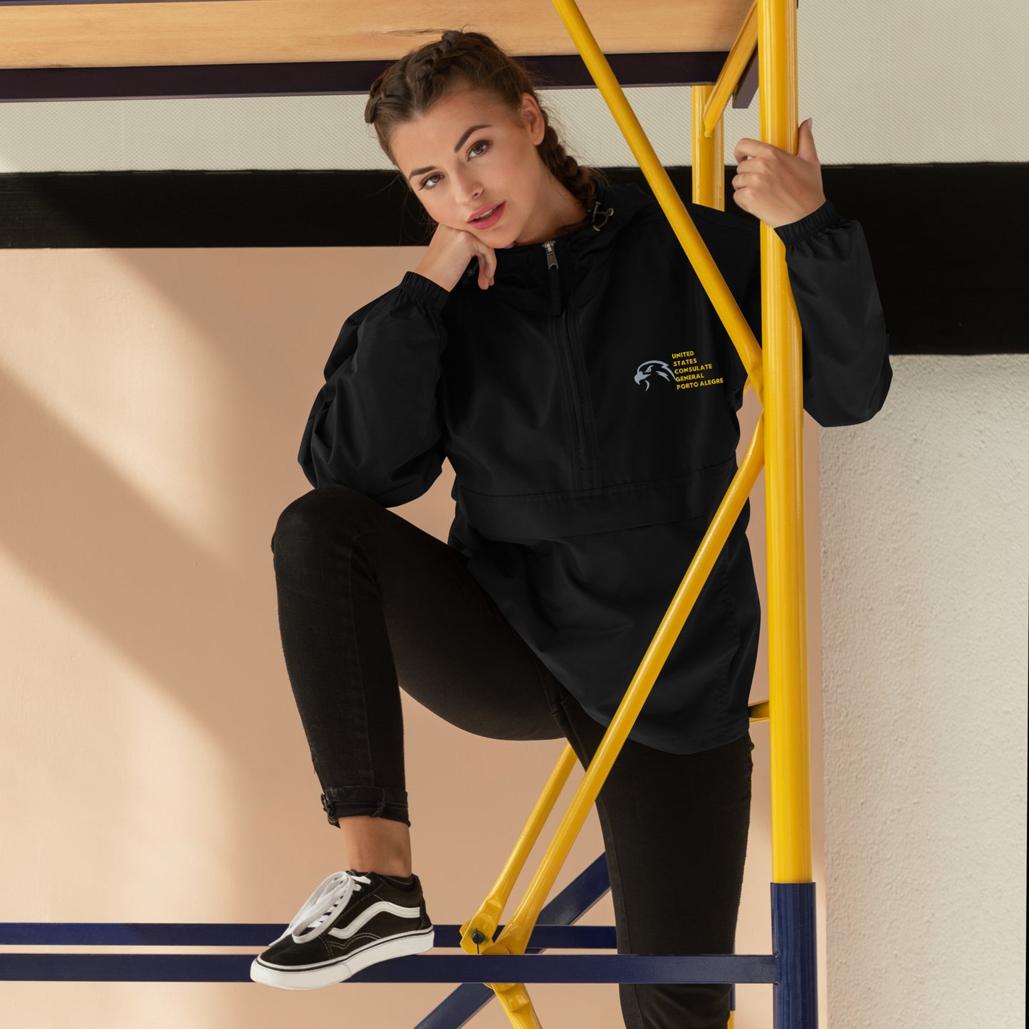 Champion Brand Embroidered Packable Jacket:  Porto Alegre