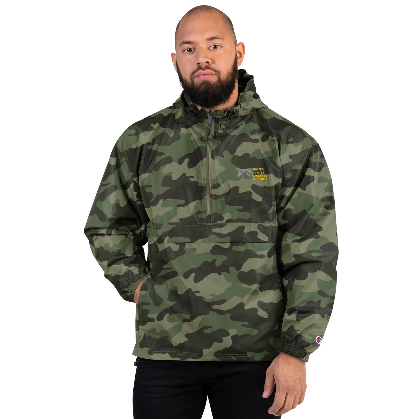Champion Brand Embroidered Packable Jacket: Djibouti