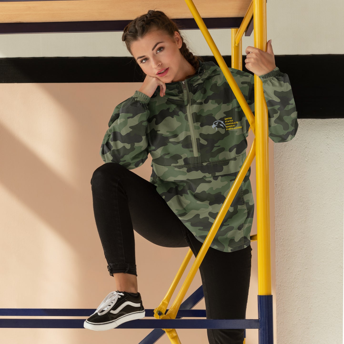 Champion Brand Embroidered Packable Jacket:  Porto Alegre