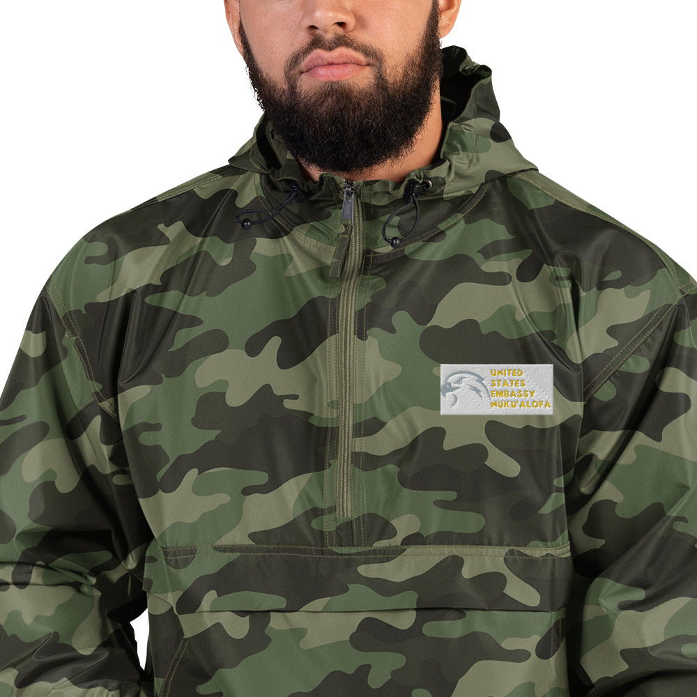 Champion Brand Embroidered Packable Jacket:  Nuku'Alofa