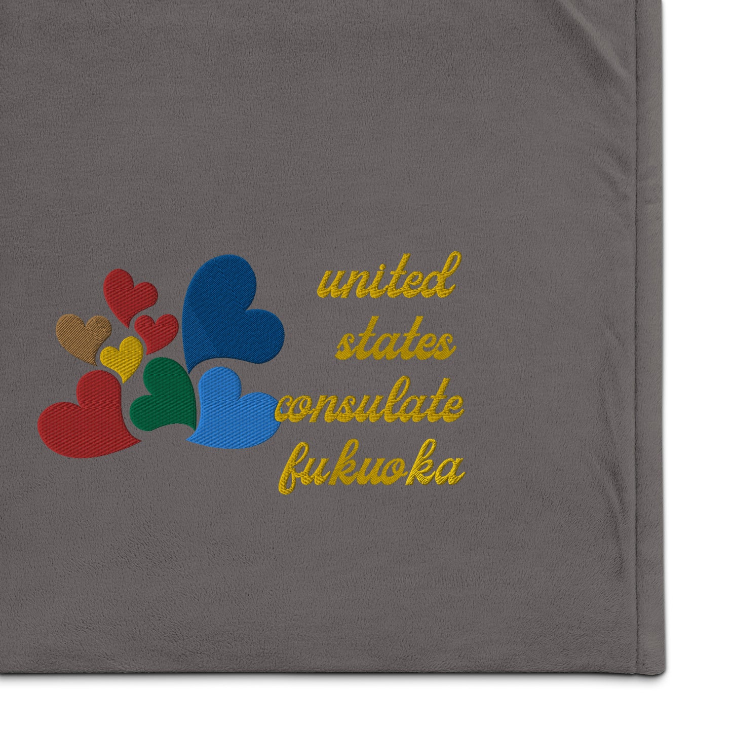 Premium Embroidered Sherpa Blanket: Fukuoka