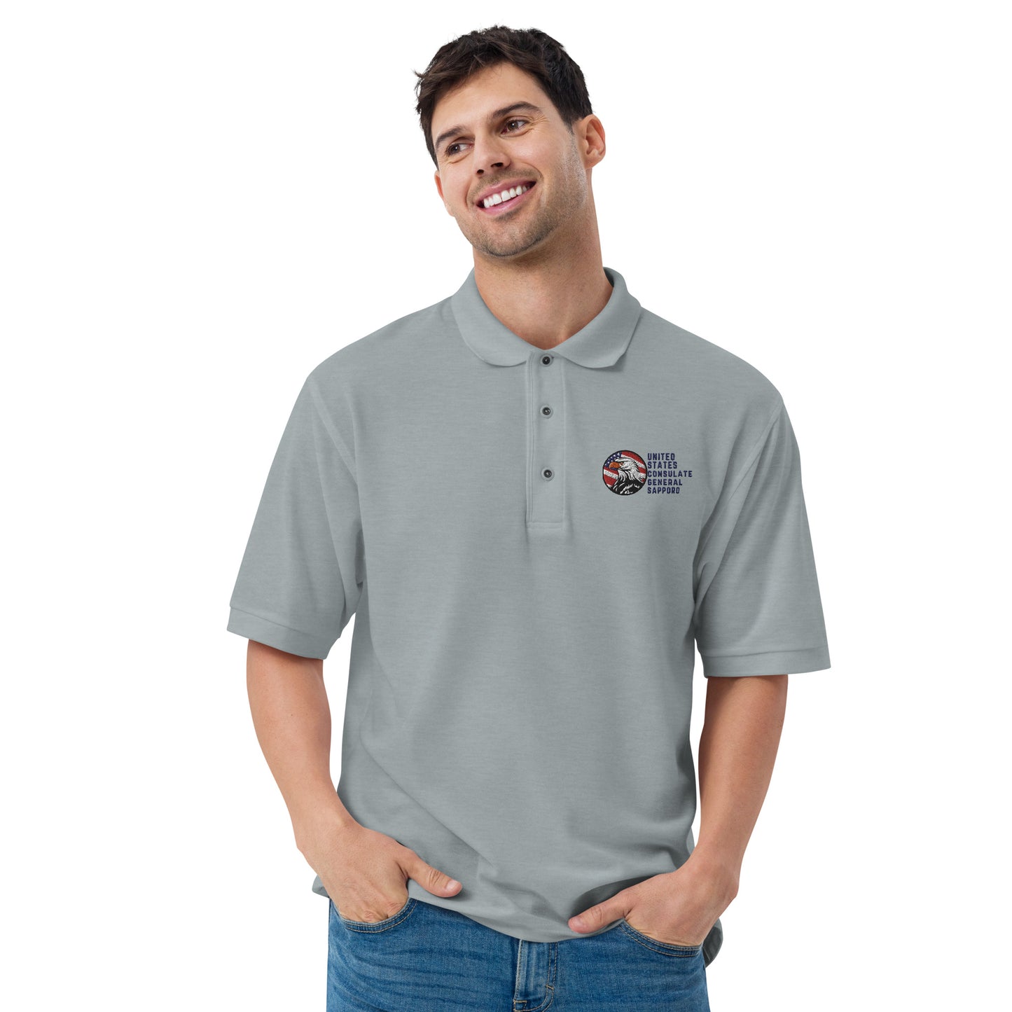 Men's Embroidered Polo, Watchful Eagle: Sapporo