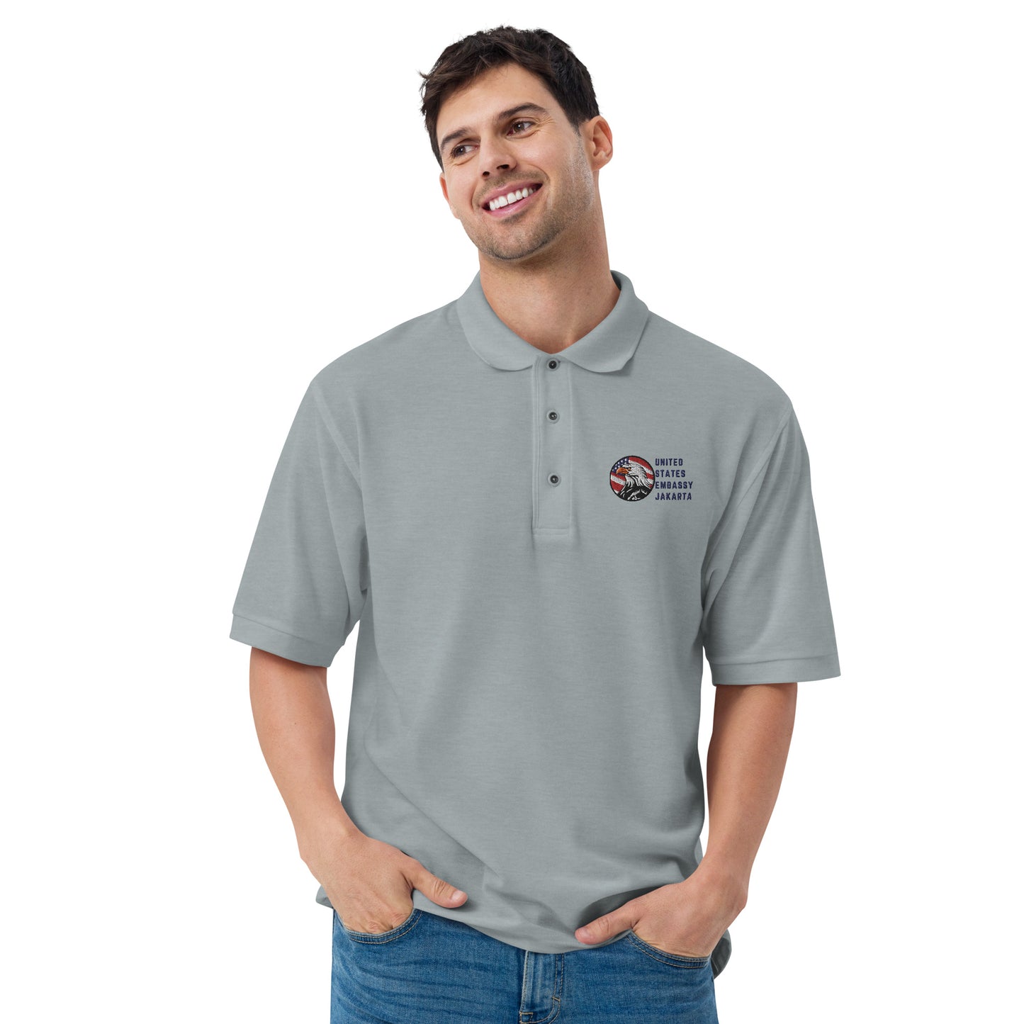 Men's Embroidered Polo, Watchful Eagle:Jakarta