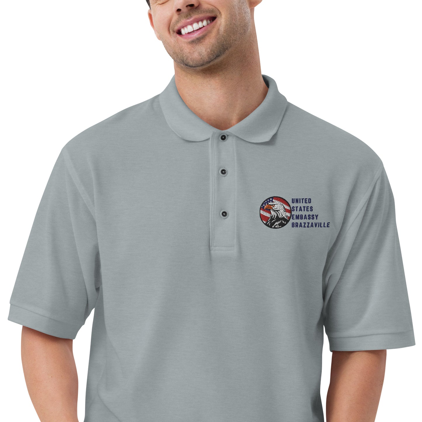Men's Embroidered Polo, Watchful Eagle:Brazzaville