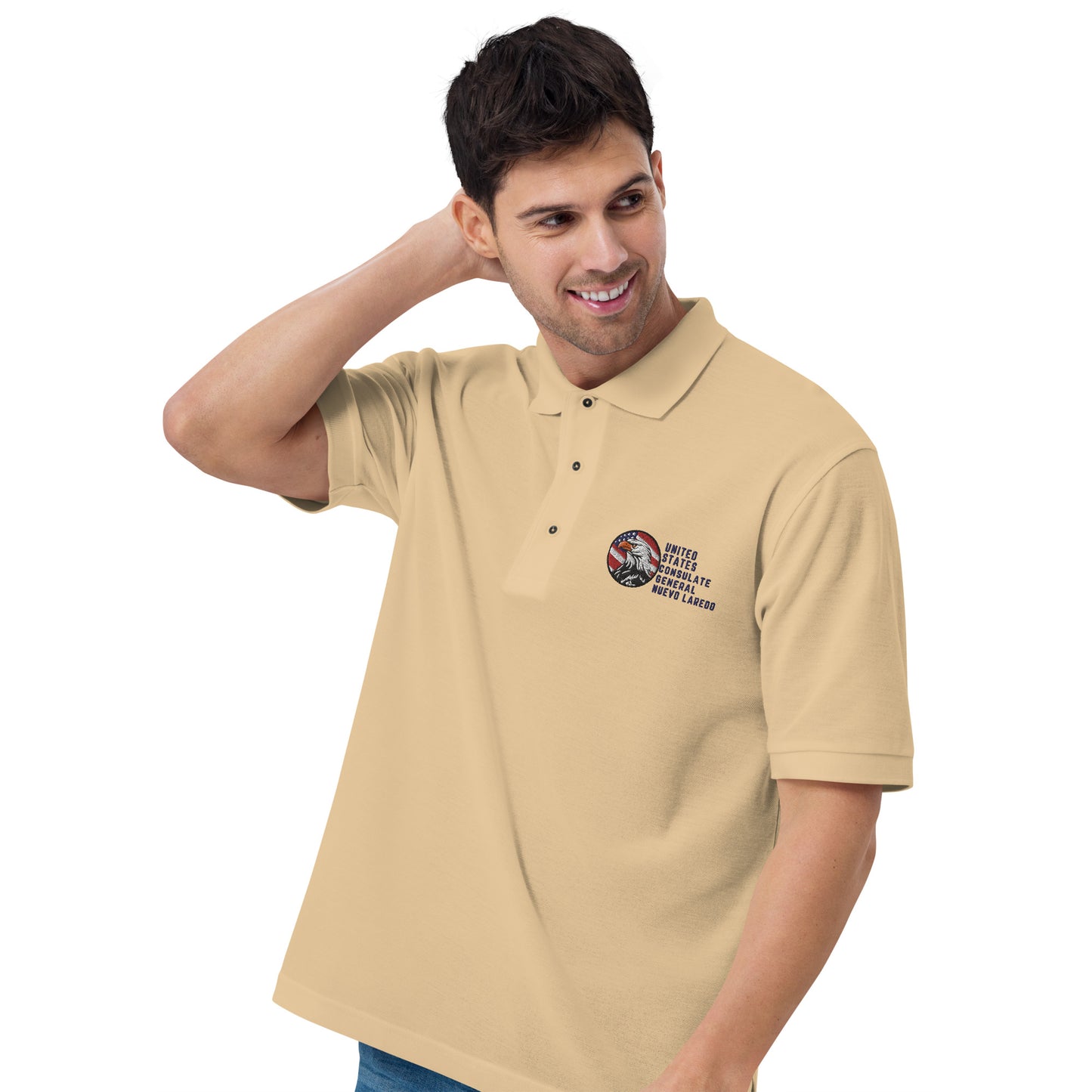 Men's Embroidered Polo, Watchful Eagle: Nuevo Laredo
